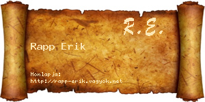 Rapp Erik névjegykártya